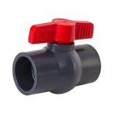 25mm Compact 2 - Way Ball Valve With Grey PVC & Red Handle - H2O Warehouse